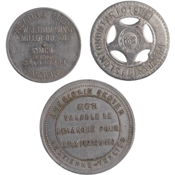 3 Aluminum Tokens, Miller Oil Co Etc. (3 Pieces)