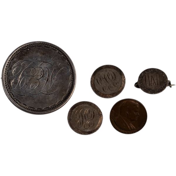 United States & Canada Love Token Pin Lot Includes Morgan (5 Pieces)