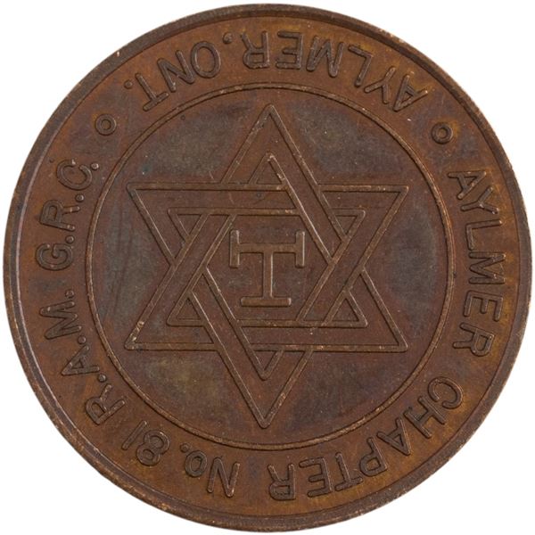 Canada Aylmer Ont. Chapter No. 18 Masonic Penny Token