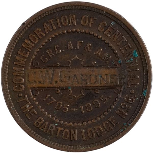 Canada Hamilton Ontario Barton Lodge No 6 Masonic Token 1795-1895