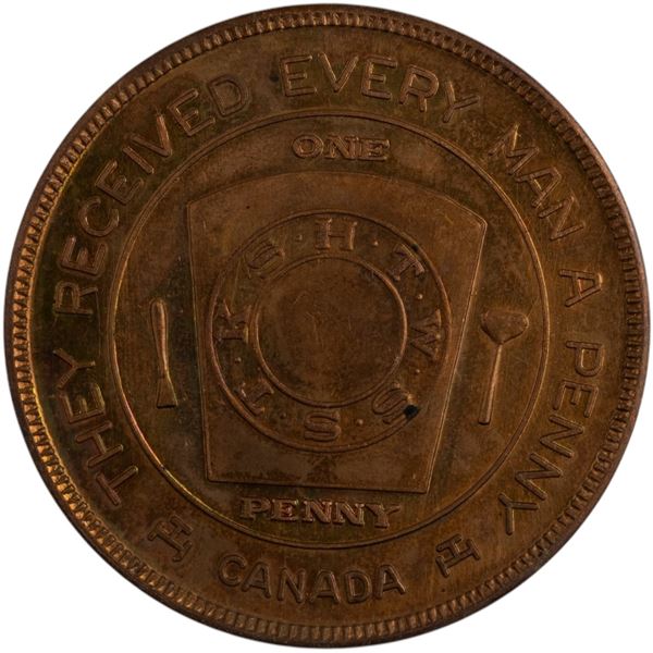 Canada Inwood Ontario Chapter No. 214 Masonic Penny Token