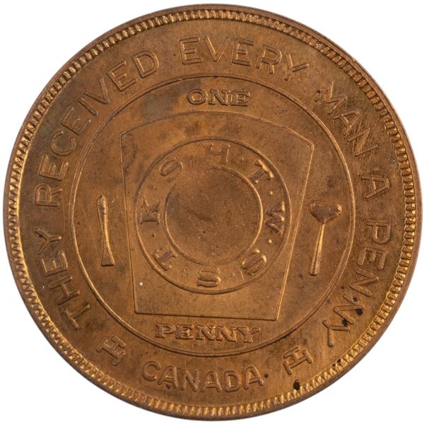 Canada Sarnia Ontario Chapter No. 15 Masonic Penny Token