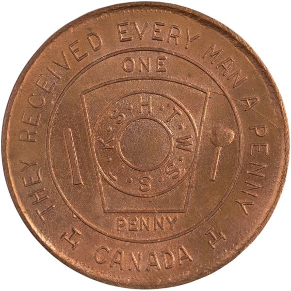 Canada St Thomas Ont. Chapter 54 Masonic Penny Token