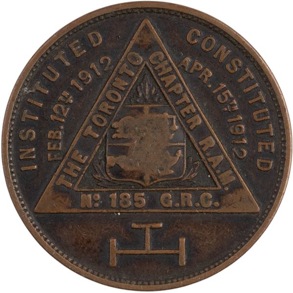 Canada Toronto Ontario Chapter No. 185 Masonic Penny Token