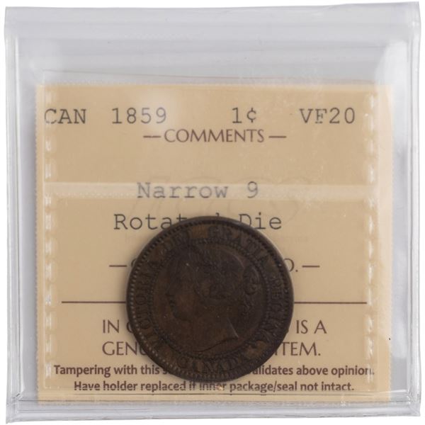 Canada 1859 Narrow 9 1 Cent Rotated Die