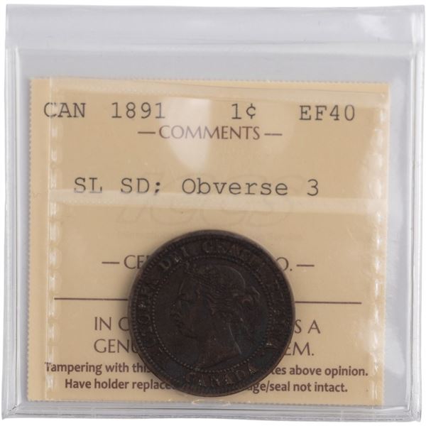 Canada 1891 SL SD 1 Cent Obverse 3