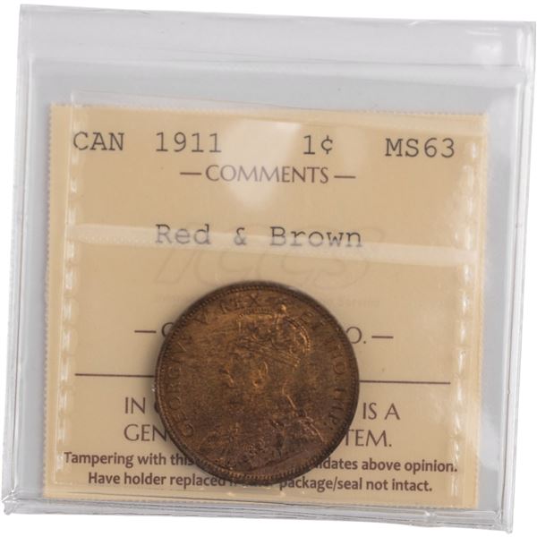 Canada 1911 1 Cent Red & Brown
