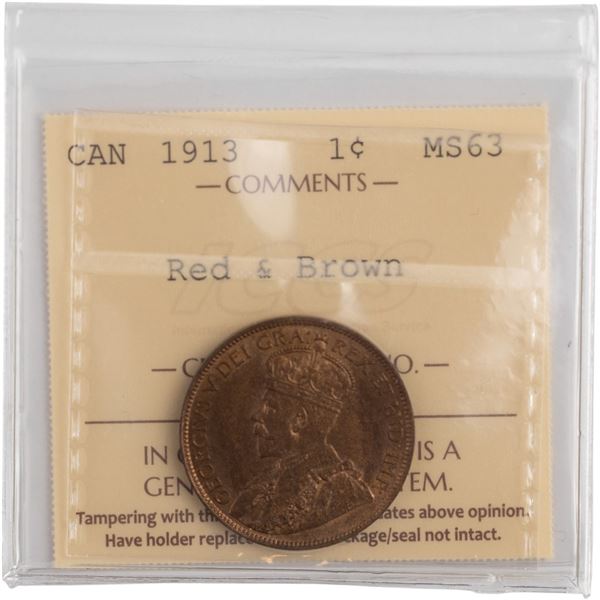 Canada 1913 1 Cent Red & Brown