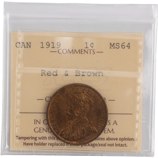 Canada 1919 1 Cent Red & Brown