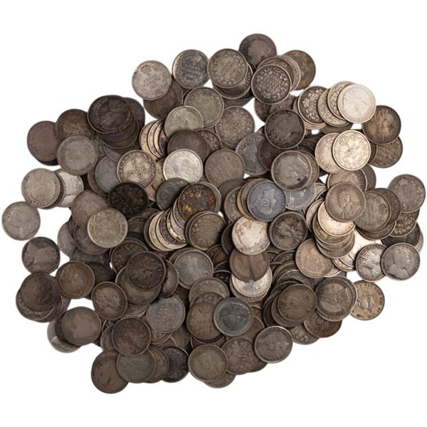 Canada 1858-1920 Silver 5 Cent Bulk Lot (300 Pieces)