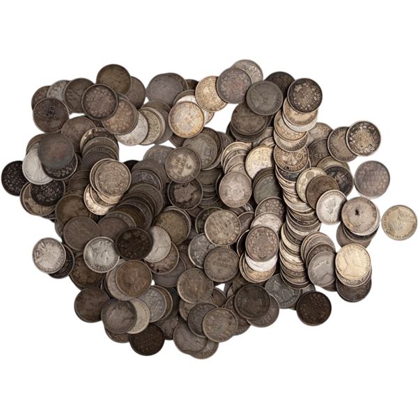Canada 1858-1920 Silver 5 Cent Bulk Lot (300 Pieces)