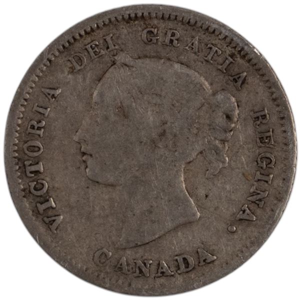 Canada 1880H Silver 5 Cents Lamination Error