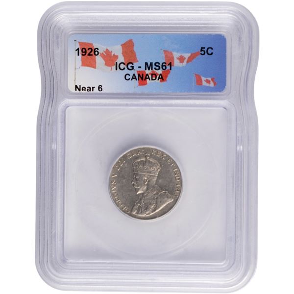 Canada 1926 Nickel 5 Cents Near 6