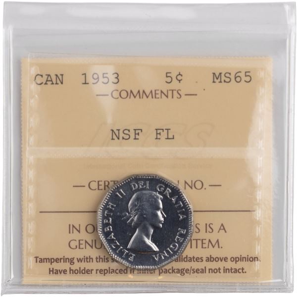 Canada 1953 NSF FL 5 Cents