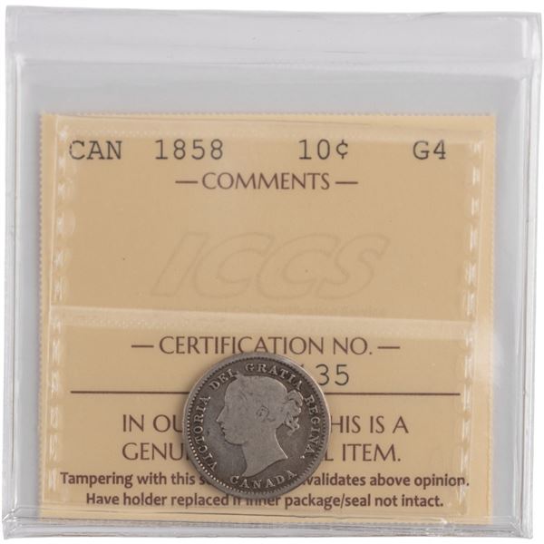 Canada 1858 Silver 10 Cents