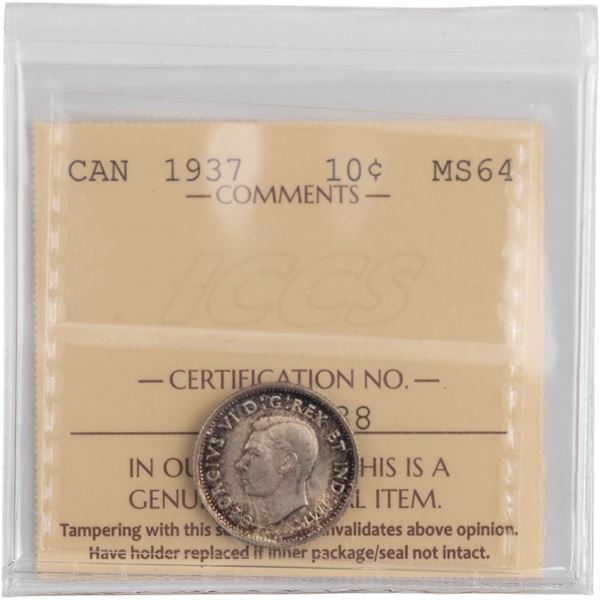 Canada 1937 Silver 10 Cents