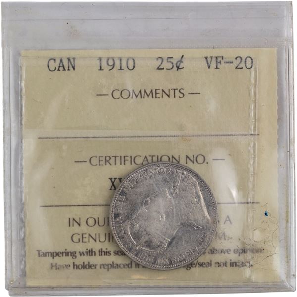 Canada 1910 Silver 25 Cent