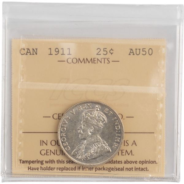 Canada 1911 Silver 25 Cents