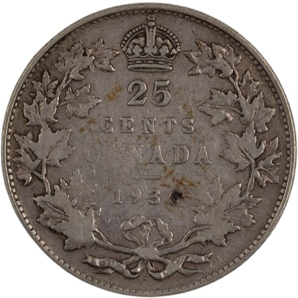 Canada 1936 25 Cents Dot