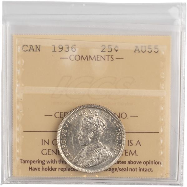 Canada 1936 Silver 25 Cents