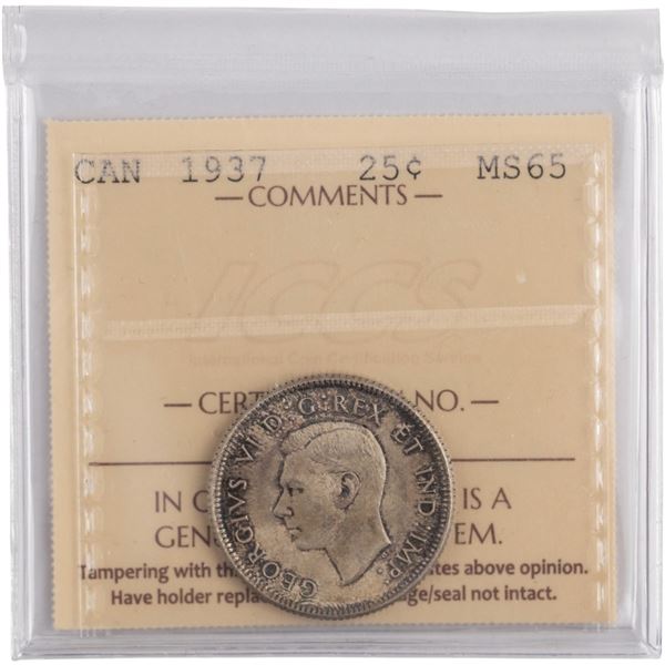 Canada 1937 Silver 25 Cent