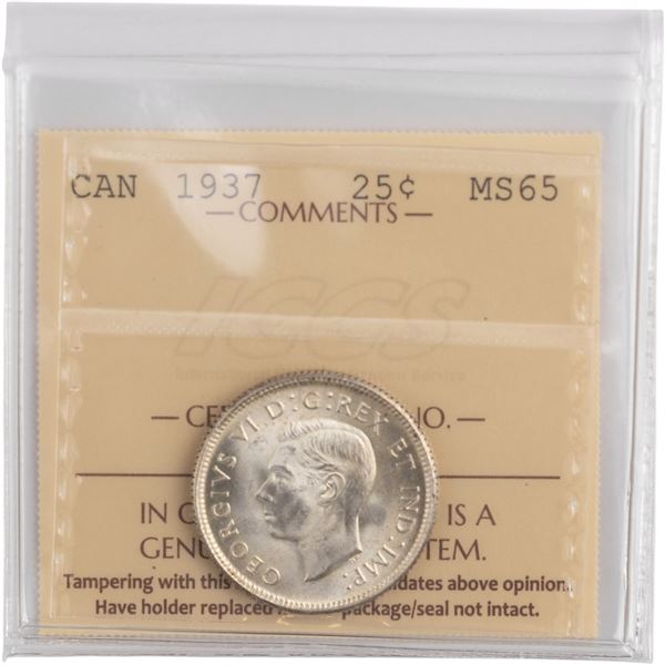 Canada 1937 Silver 25 Cents