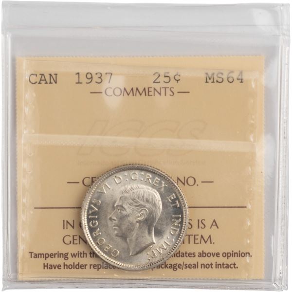Canada 1937 Silver 25 Cents