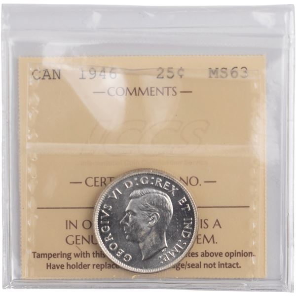 Canada 1946 Silver 25 Cents