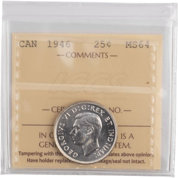 Canada 1946 Silver 25 Cents