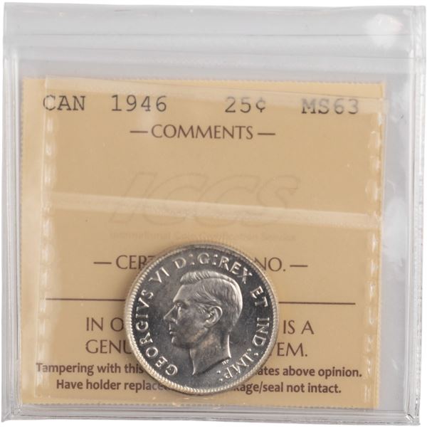 Canada 1946 Silver 25 Cents