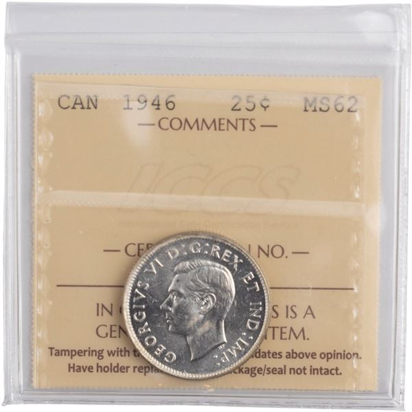 Canada 1946 Silver 25 Cents