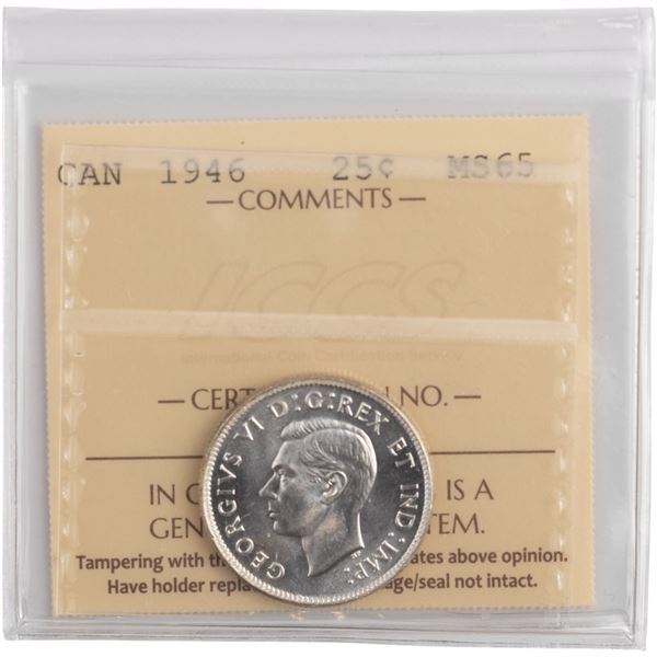 Canada 1946 Silver 25 Cents