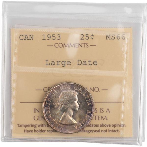 Canada 1953 Silver 25 Cents Large Date