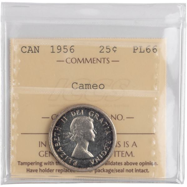 Canada 1956 Silver 25 Cents Proof Like Cameo