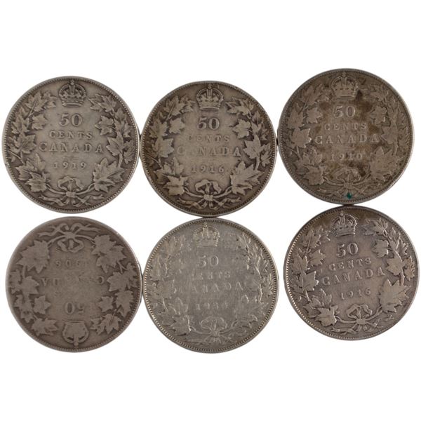 Canada 1906-1934 50 Cents (6 Pieces)