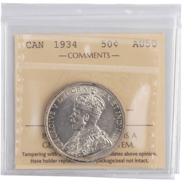 Canada 1934 Silver 50 Cents