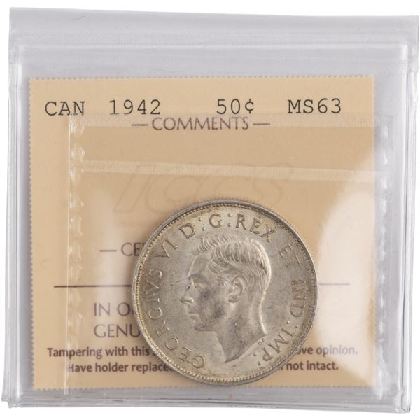 Canada 1942 Silver 50 Cents