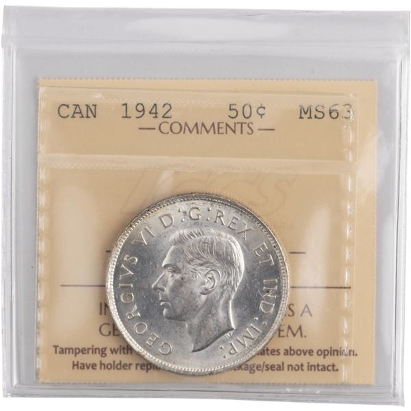Canada 1942 Silver 50 Cents