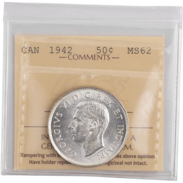 Canada 1942 Silver 50 Cents
