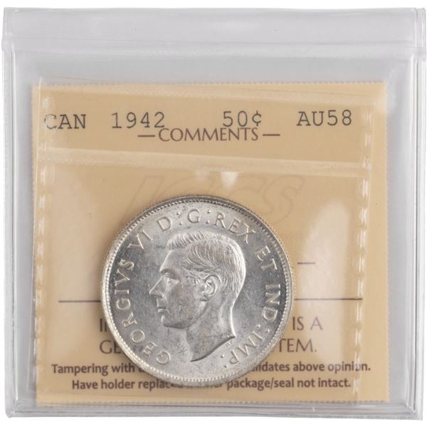 Canada 1942 Silver 50 Cents