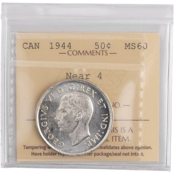 Canada 1944 Silver 50 Cents Near 4