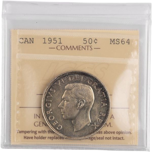 Canada 1951 Silver 50 Cents