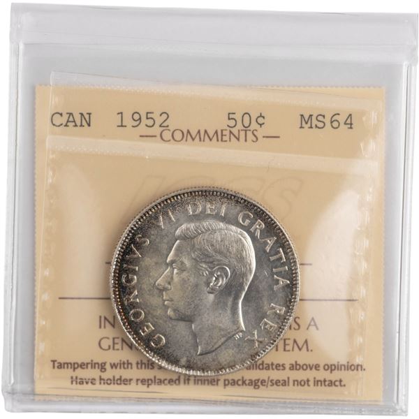 Canada 1952 Silver 50 Cents