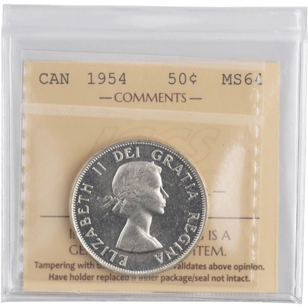 Canada 1954 Silver 50 Cents