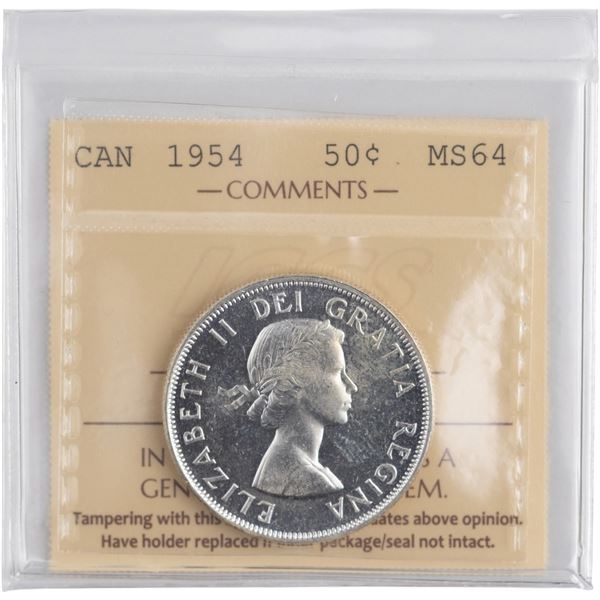 Canada 1954 Silver 50 Cents