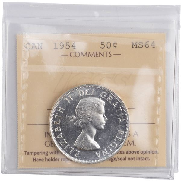 Canada 1954 Silver 50 Cents