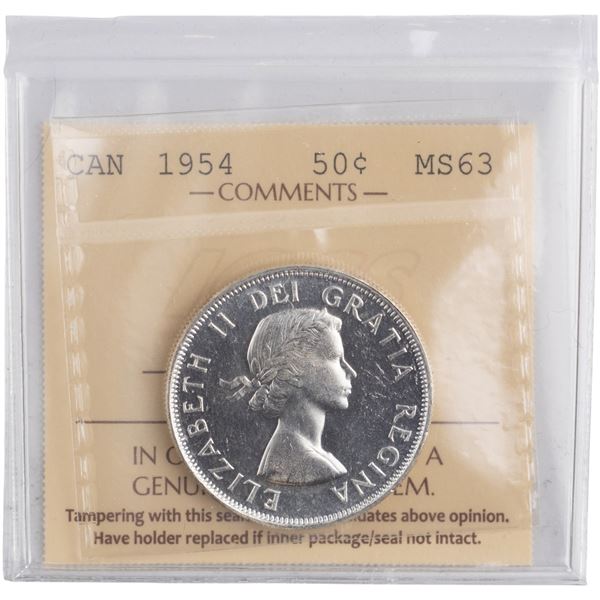 Canada 1954 Silver 50 Cents