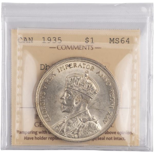 Canada 1935 Silver Dollar Double Voyageur