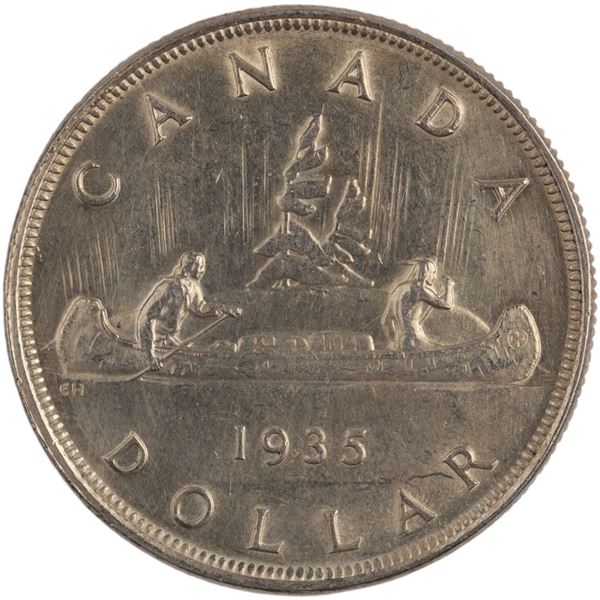 Canada 1935 SWL Short Water Line Silver Dollar