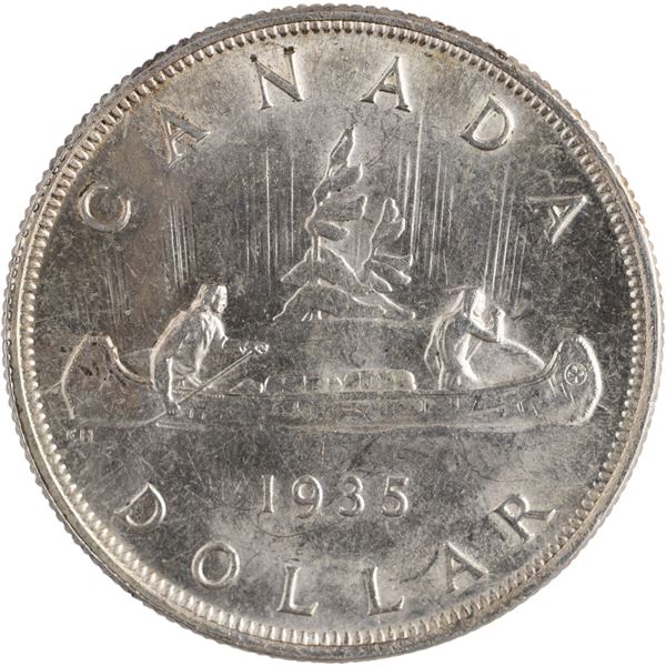 Canada 1935 SWL Short Water Line Silver Dollar